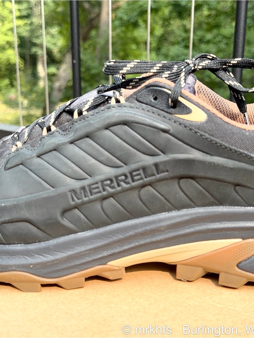 Merrell Men's Black and Tan Trail Runner Hiking Shoes - Picture 6 of 10